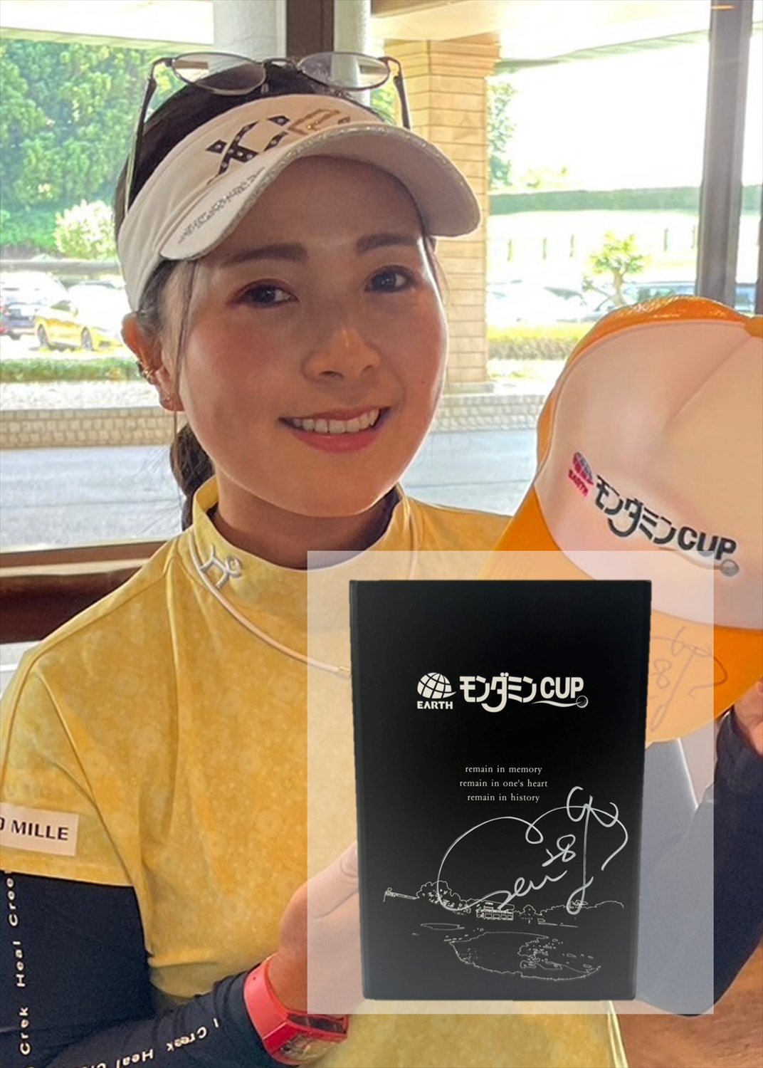 アースモンダミンカップ大会記念キャップ 尾関彩美悠プロ 直筆サイン入り アースモンダミンカップ大会記念キャップ 尾関彩美悠プロ 直筆