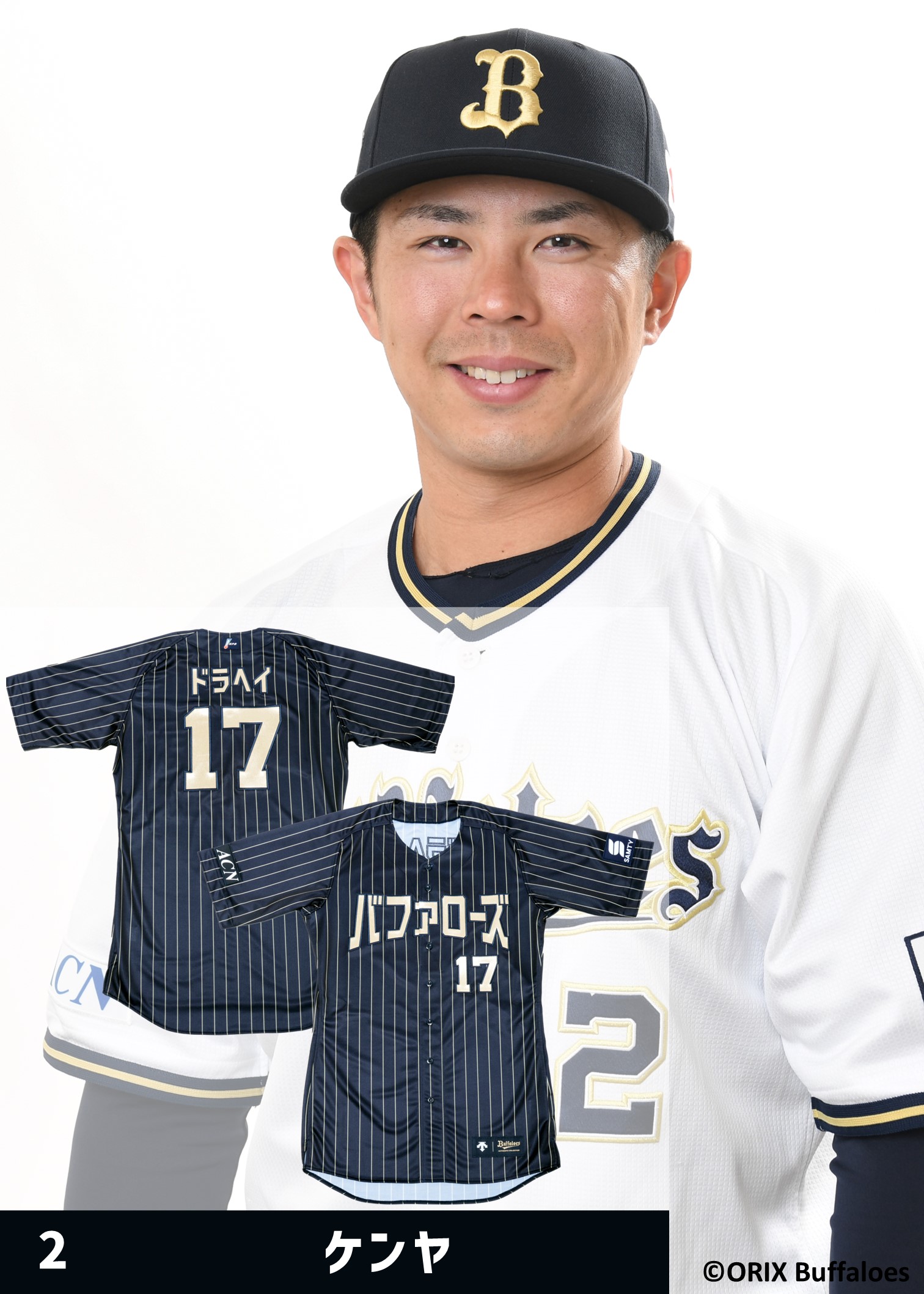 オリックスバファローズ 若月健矢選手 支給品 ユニフォーム 直筆