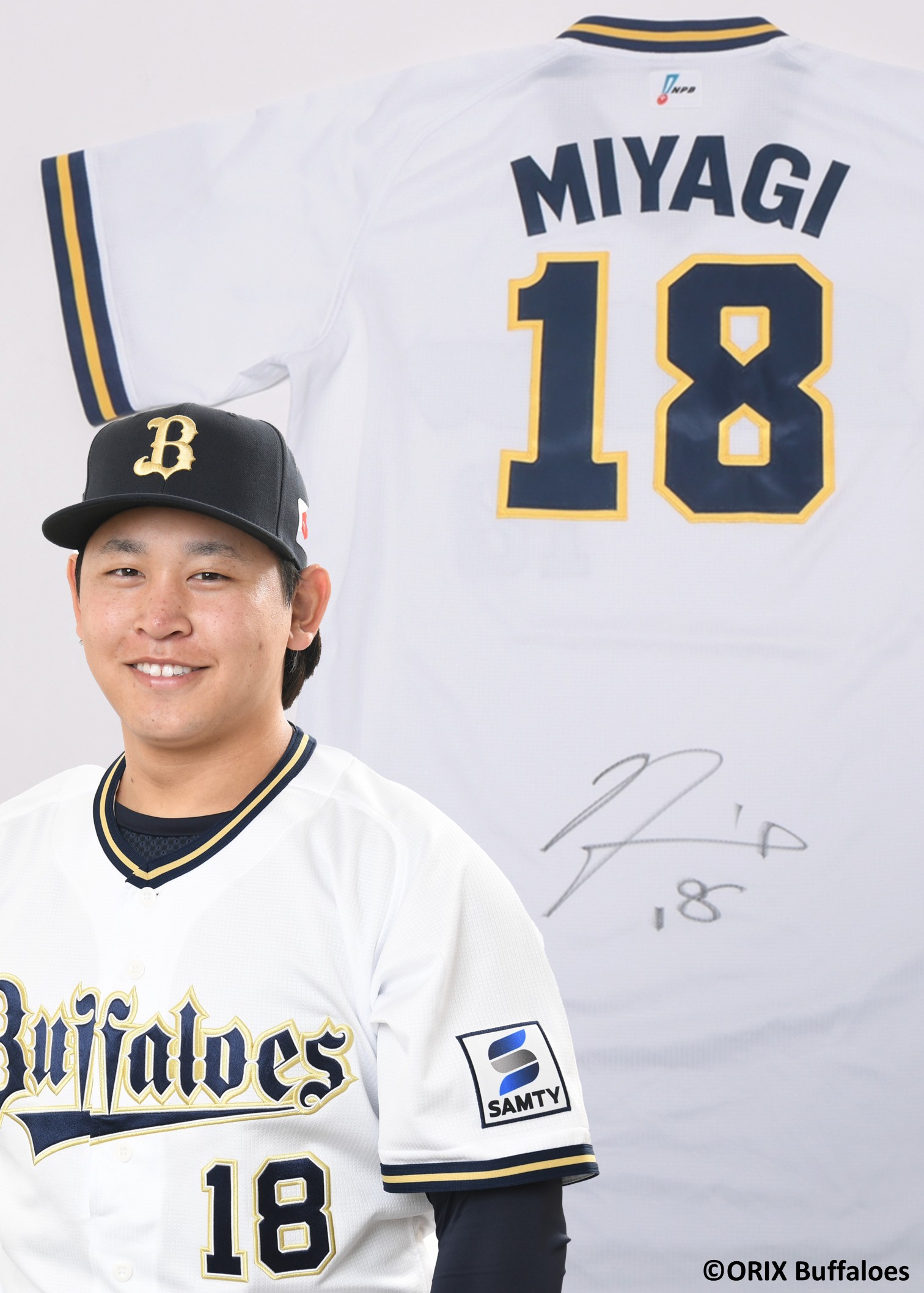 オリックスバファローズ　曽谷選手BlueWave復刻メッシュユニフォームLサイズ オリックスバファローズ 曽谷選手BlueWave復刻メッシュ