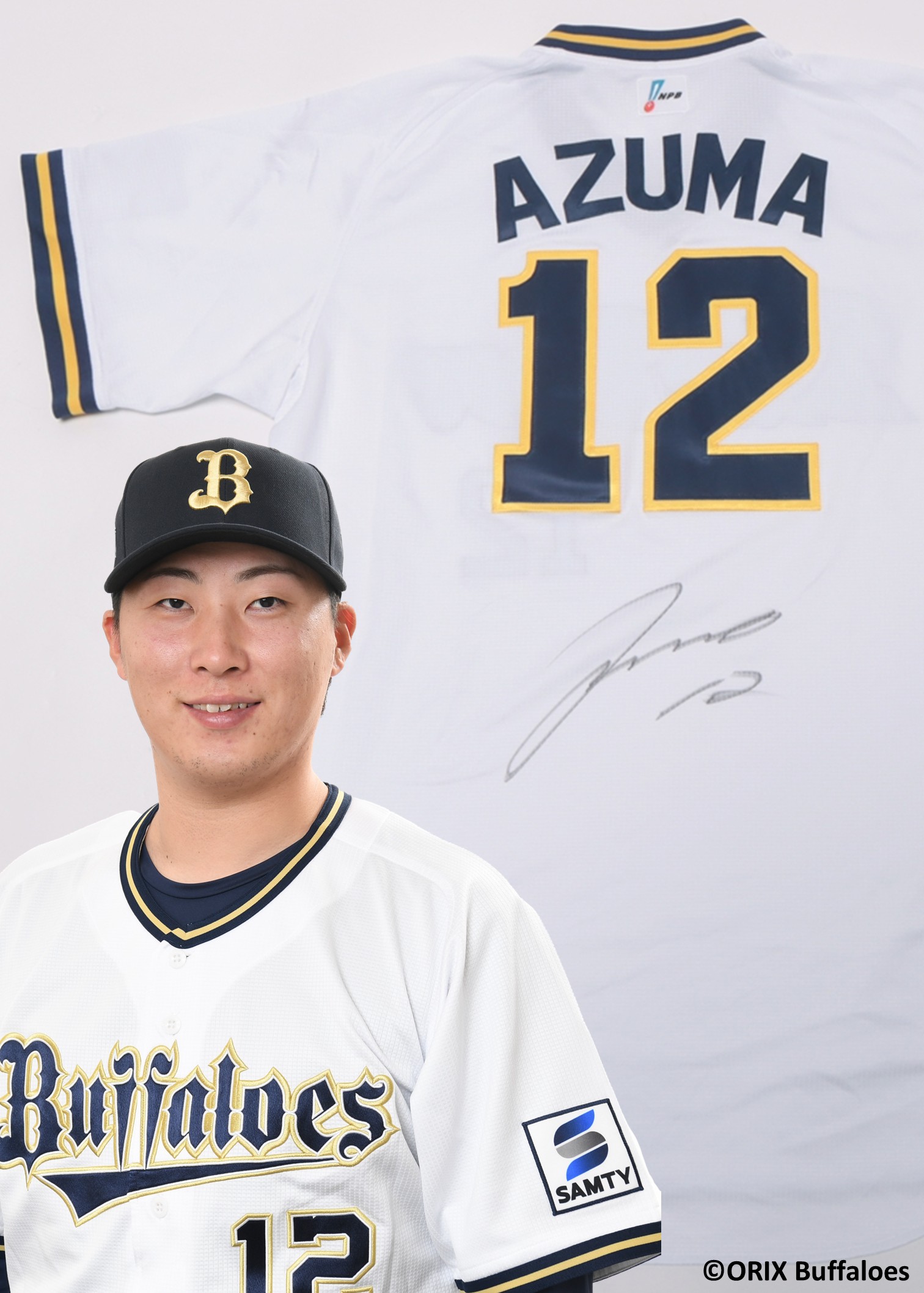 オリックスバファローズ　山下舜平大選手BlueWave復刻ユニフォーム　Lサイズ オリックスバファローズ 山下舜平大選手BlueWave復刻