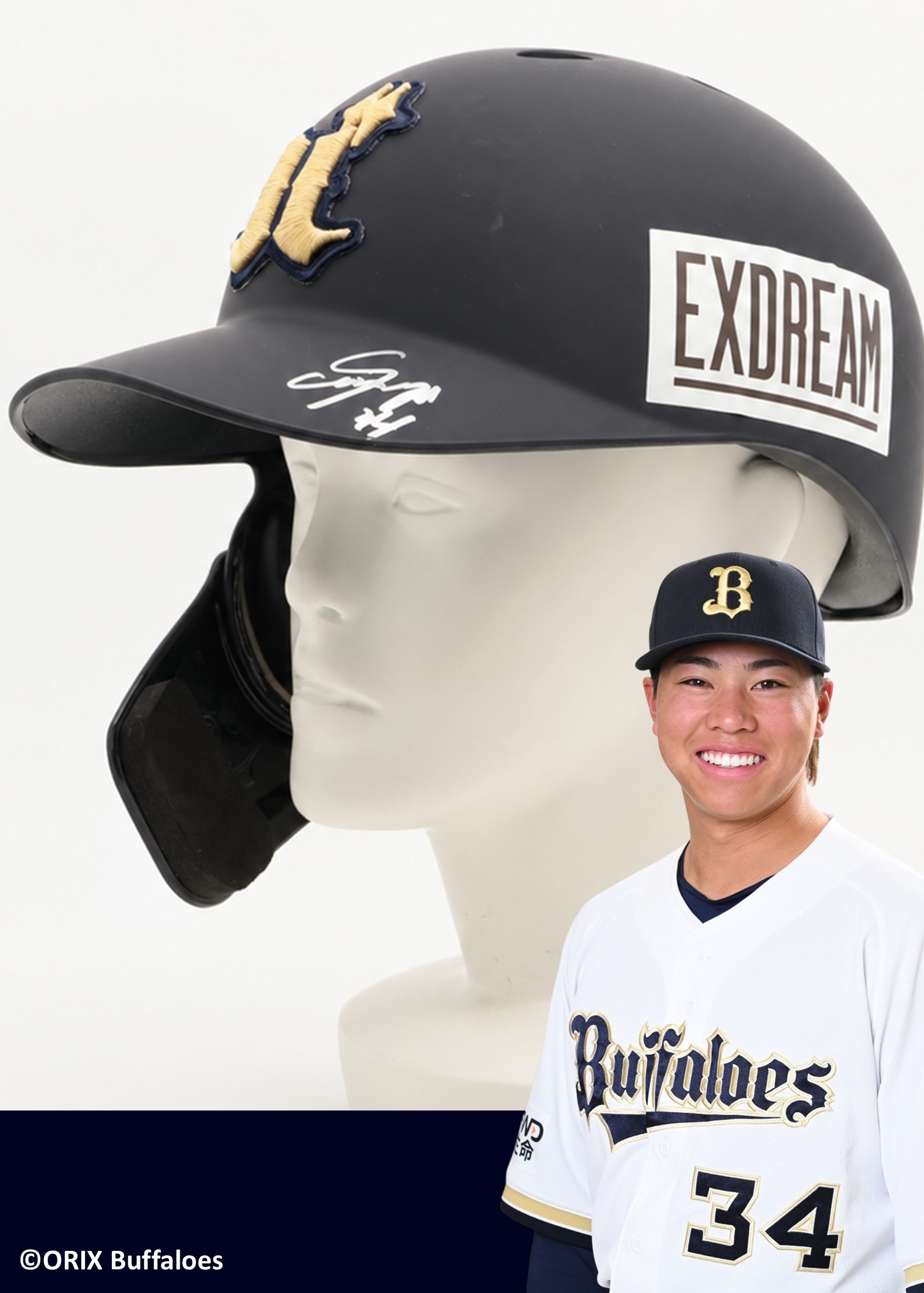オリックス　本人着用　キャップ　帽子　来田涼斗　直筆サイン入り HATTRICK（ハットトリック）-挑戦者の想いをファンへ届ける公式