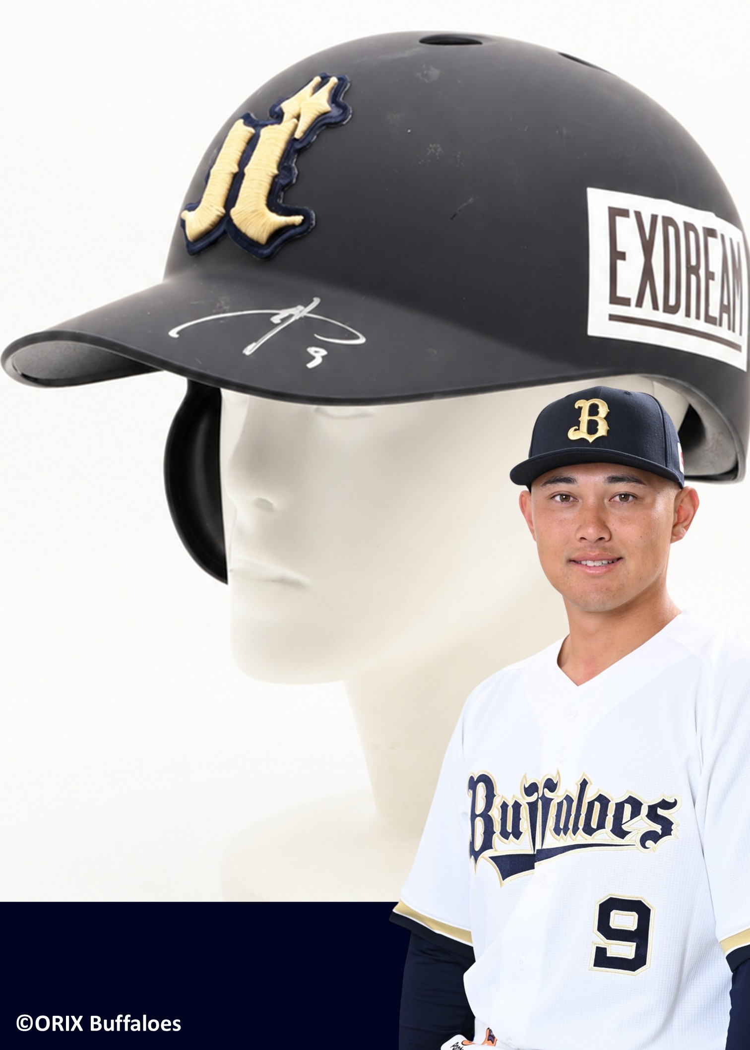 オリックスバファローズ　野口智哉選手　実試合着用ヘルメット HATTRICK（ハットトリック）-挑戦者の想いをファンへ届ける公式